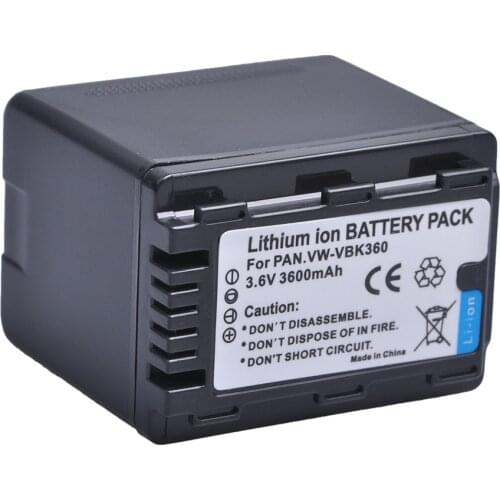 1pcs 3600mAh VW-VBK360 VWVBK360 Camera Battery for Panasonic HDC-HS80 SD40 SD60 SD80 SDX1 SDR-H100 H85 H95 HS60 HS80 TM60