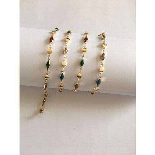 Shiny eyeglass gold or silver chain with resin spectacle retainer sunglass fashionable cord/face mask holder