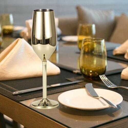 Champagne Glasses Brushed Gold Wedding Toasting Champagne Flutes Shatterproof Stainless Drink Cup Party Marriage Wine glasses