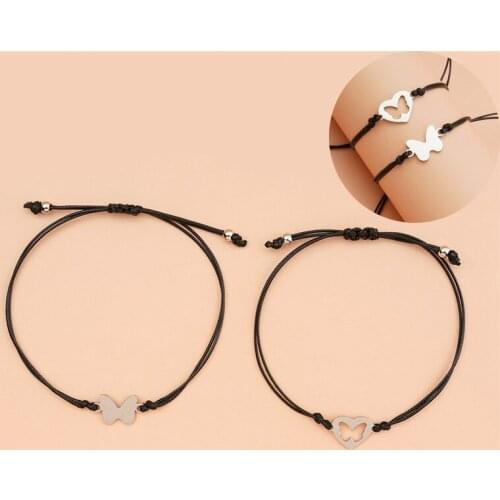 Bracelet Choice Of Good Gift Heart Woven Cord Bracelet Butterfly Shaped Mom And Me