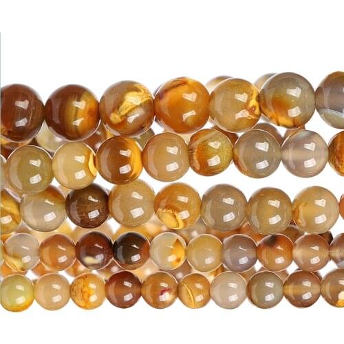 Natural Stone Yellow Hair Crystal Veins Agates Craft Round Loose Beads For Jewelry Making Bracelets DIY Needlework 6/8/10 MM