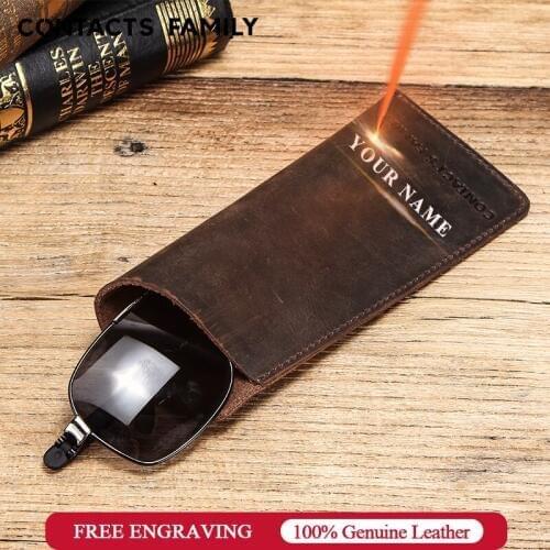 Soft Genuine leather Glasses Portable Storage bag sunglasses case Dustproof eyeglasses pouch Eyewear Accessories Solid Unisex