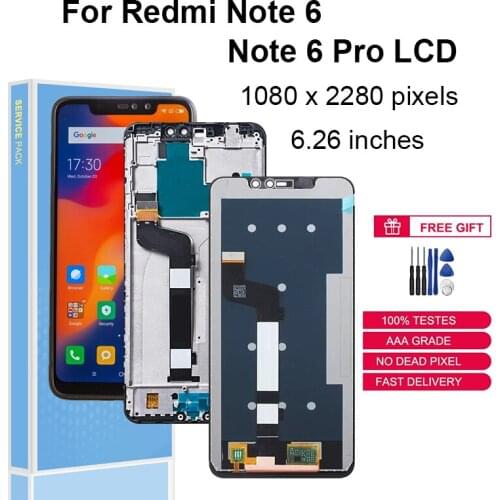 For Xiaomi Redmi Note 6 Pro LCD Touch Screen Digitizer Assembly For Redmi Note 6 Display Replacement Parts M1806E7TG With Frame