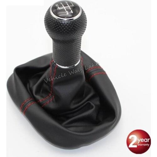 For Seat Leon 2000 2001 Toledo 1999 2000 2001 Car-Styling 5 Speed Gear Lever 23 mm Hole Car Shift Knob Leather Boot Red Line