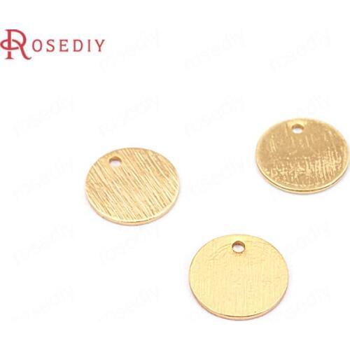 F377)20 pieces 9mm thickness 0.5mm 24K Gold Color Brass Striped Round Disk Charms High Quality Diy Jewelry Findings Accessories