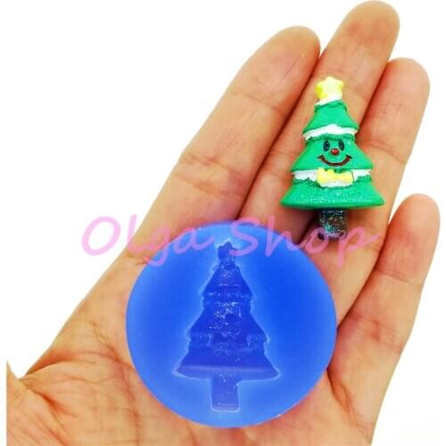 JYL384 34.1mm x 21.1mm Christmas Tree Silicone Mold Fondant Cake Decoration Candy Chocolate Craft Resin Clay Pendant Earrings