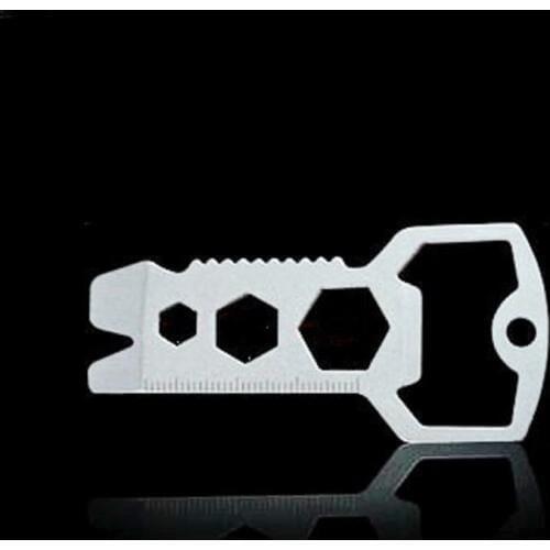 Creative Outdoor Multifunctional Combined Tool Key Type Six Stainless Steel Angle Beer Bottle Opener Keychain EDC Pocket Tool