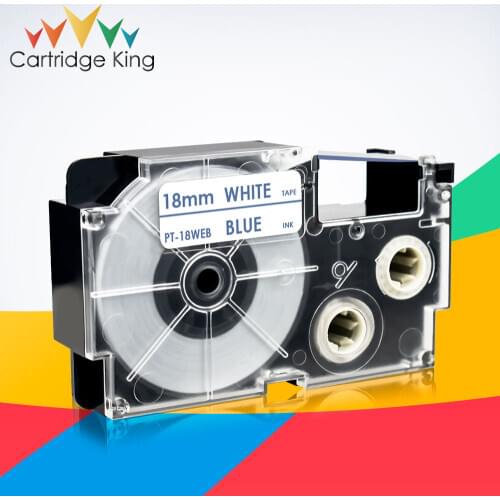 Label Tape 18mm XR-18WEB Blue on White Strong Adhesive Compatible Tapes for Casio KL-G2 KL-120 KL-130 KL-200 KL-7000 Typewriter