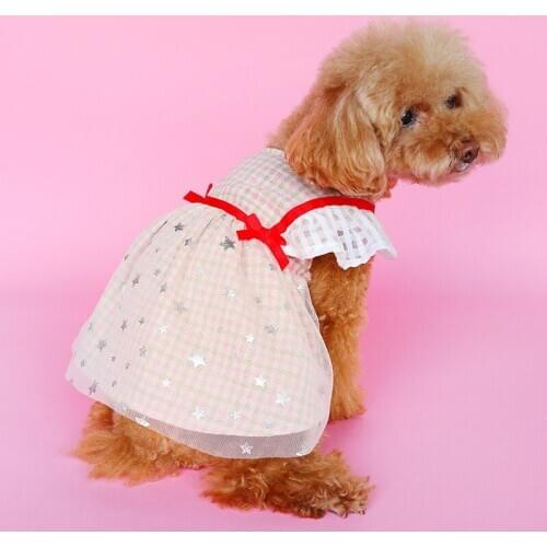 Summer Dresses Pet Dog Clothes for Dogs Cheerleading Jerseys Shirt Cotton Puppy Cat Dog Skirt Bow Mesh Dress Appeal for Pet