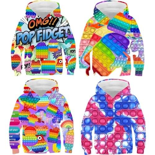 3D Funny Clothes Anime POP It Hoodie Men Oversize Sweatshirt Family Games Unisex Pullover Kids Streetwear Pop Fidget Children