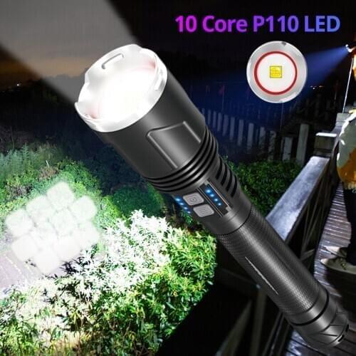 Powerful XHP110 Flashlight Torch 26650 Battery USB Rechargeable Led Flashlight Super Bright Tactical Flash Light USB Zoom Lamp