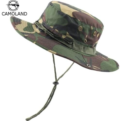 CAMOLAND Tactical Camouflage Boonie Hats Mens Waterproof UPF 50+ Summer Sun Hat Male Outdoor Breathable Hiking Beach Cap