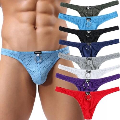 Mens Thong G-string Jockstrap 4PCS Mesh Breathbale Underwear Quick-dry Bikini Tanga Slip Homme String T-back Panties Plus Size