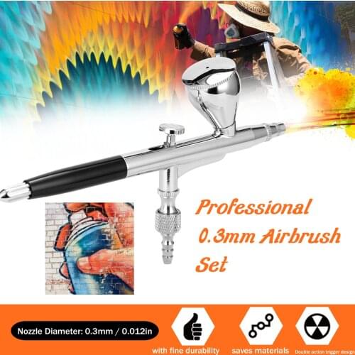 Professional 0.3mm Airbrush Set for Model Making Art Painting with 7cc Fluid-cup 1/8 Adapter Dropper Mini Wrentch with Airfilter