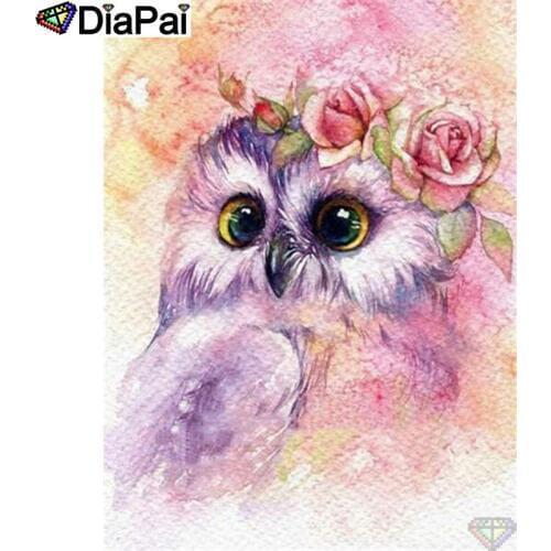 DIAPAI Square/Round Drill 5D DIY Diamond Painting "Animal owl flower" Embroidery Cross Stitch Full Rhinestone Decor A26429