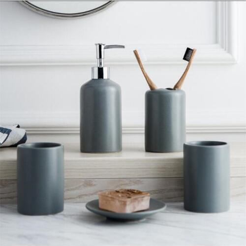 Bathroom Sanitary Ware Set Ceramic Imitation Tooth Brush Holder wash Cup Soap Dispenser Toothbrush Holder Household Articles