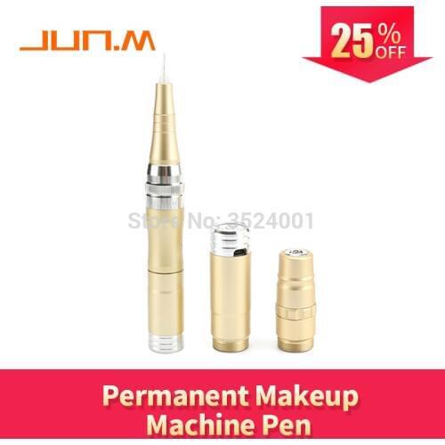New JS Colour Golden Professional Micro Needles Machine With Portable Battery Charging plug-in Permanent Makeup machine Pen