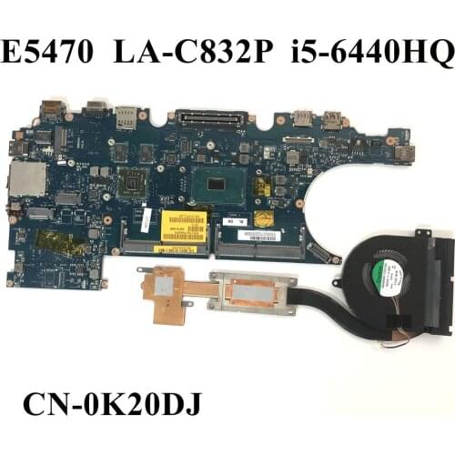 NEW ADP70 LA-C832P w/ i5-6440HQ For DELL Latitude 5470 E5470 Laptop Notebook Motherboard CN-0K20DJ K20DJ Mainboard 100% tested