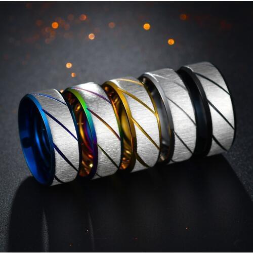Titanium Steel Lovers Couple Rings Gold Wave Pattern Wedding Promise Ring For Men Women Engagement Male Jewelry