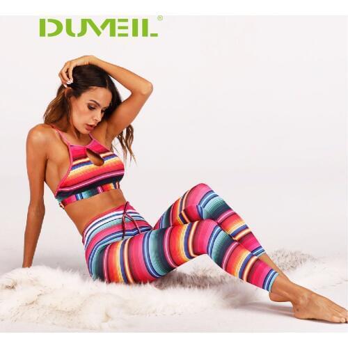 Sexy Multicoloured Printing Yoga Sports Suit Women Vest+Yoga Pants Fitness Backless Yoga Set Bodybuilding Gym Running Sportswear