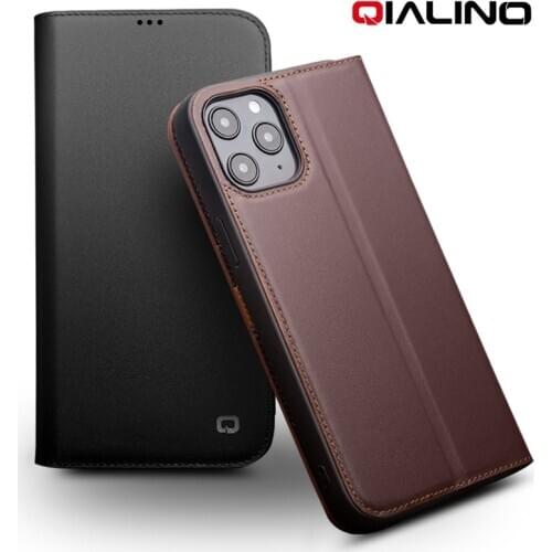 QIALINO Genuine Leather Case for iPhone 12 Pro Card Slot Flip Luxury Ultrathin Cover for iPhone 11 Pro XR XS Max 7 8 Plus SE2020