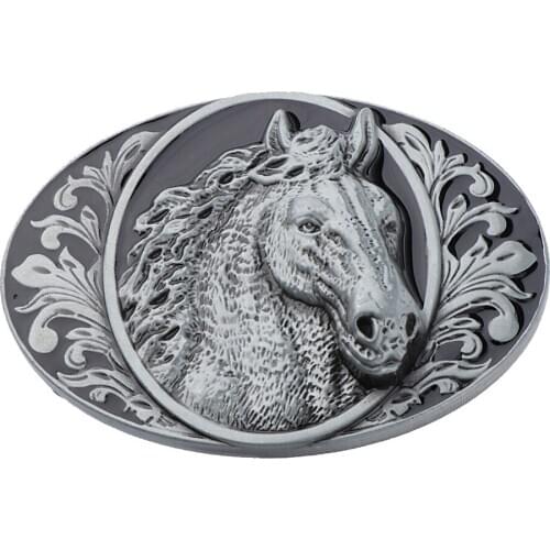 Retro Horse Head Leaves Oval Western Cowboy Rodeo Belt Buckle for Men Women Texas USA Style