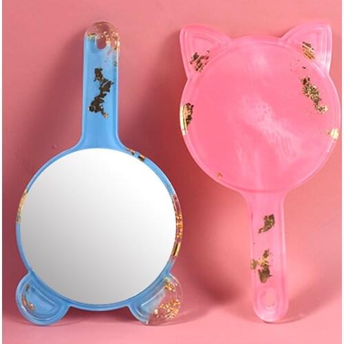 Hand Hold Mirror Resin Mold Sweet Home Decoration Silicone Mold Large Make Up Mirror Mold DIY Resin Art Craft Supplies