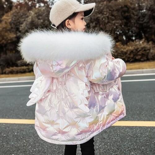 Russian Winter Girls Parka Jacket Winter Down Clothes Childrens Fashion Design Hooded Coats for Warm Kids Jackets Coats 4-10T