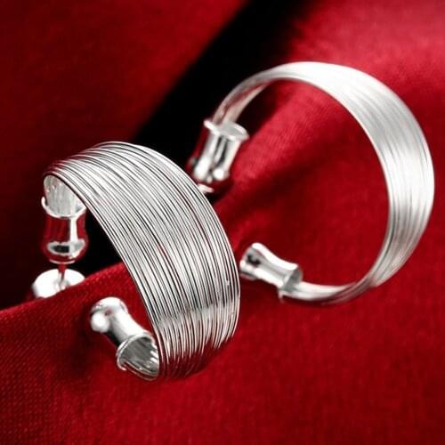 Wholesale Price 925 Sterling Silver Multi-Line Small Stud Earrings for Women Fashion Jewelry Brincos