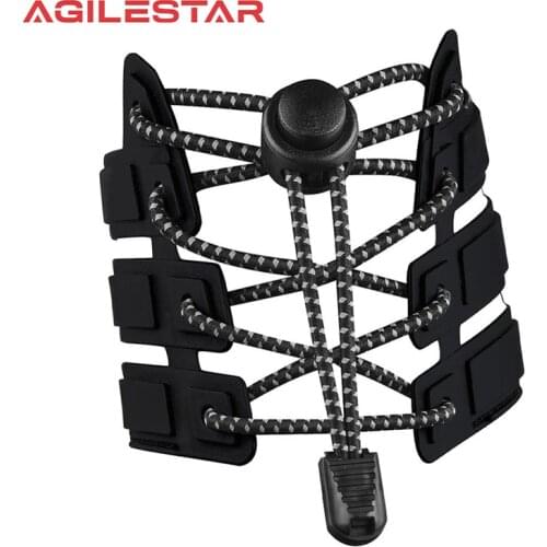 [AGILESTAR]Elastic Locking Reflective Round Shoelaces Kids Adult Sneakers Quick Lazy Shoe Lace Shoestrings