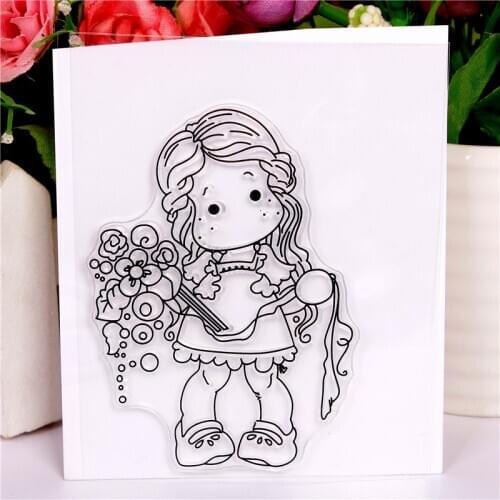 New girl cartoon pattern Stamp And metal die Scrapbooking Alphabet Stamp Embossing Craft making Silicone Transparent Stamps