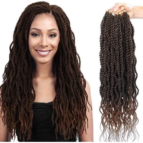 Synthetic Crochet Hair Curly Wavy Senegalese Twist 18inches Crochet Hair Braids Wavy Ends Hair Extension Braiding Hair