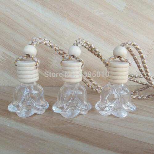 Rose Shaped Vacum Bottle Car Pendant Glass Perfume Bottle Home Decoration Small Hanging Ornaments F503