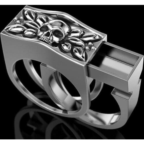 MENGYI Unisex Jewelry Bague Europe American Fashion 2pc Skull Silver Ring Hip Hop Men And Women Viking Skeleton Rings Gifts