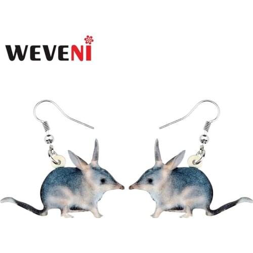 WEVENI Acrylic Gray Cute Bandicoot Earrings Dangle Drop Fashion Animal Jewelry For Women Girls Teens Charm Gift Decoration