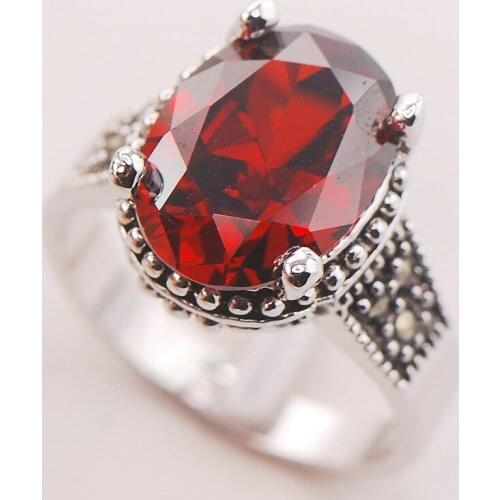 Garnet Women 925 Sterling Silver Ring F755 Size 6 7 8 9 10