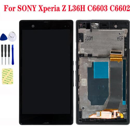 For Sony Xperia Z C6603 LCD Display Digitizer Touch Screen Panel Assembly with Frame Replacement for C6606 C6602 C6601 L36h L36i