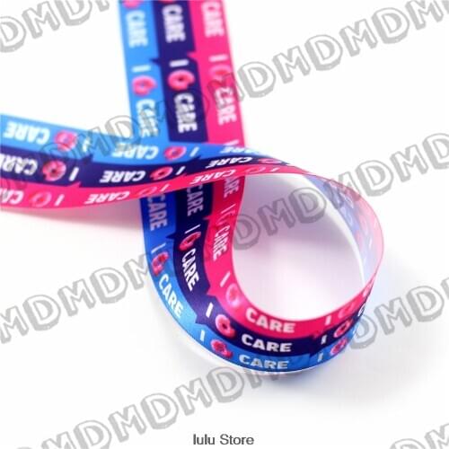 100 Yards 9mm-75mm Size Care Printed Satin Ribbon DIY Handmade Gift Wrapping, Packing Webbing MD160921-25-5425