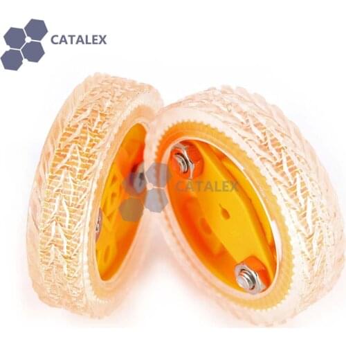 2PCS) Smart Car Model 47x12mm Wearable Rubber Wheel for N20 Gear Motor - Yellow + Translucent White for Smart Car Kit