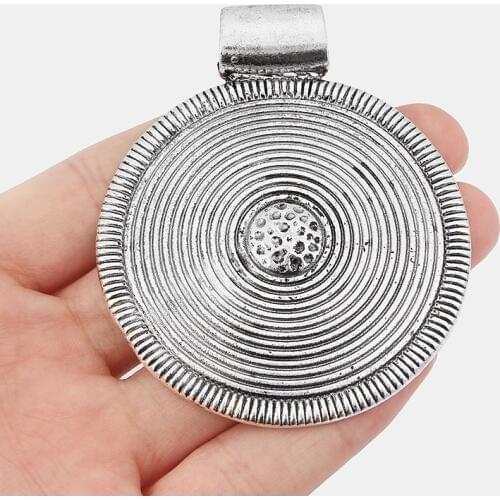 4PCS Large Hammered Round Shape Charms Spiral Vortex Pendants for DIY Necklace Finding Jewelry