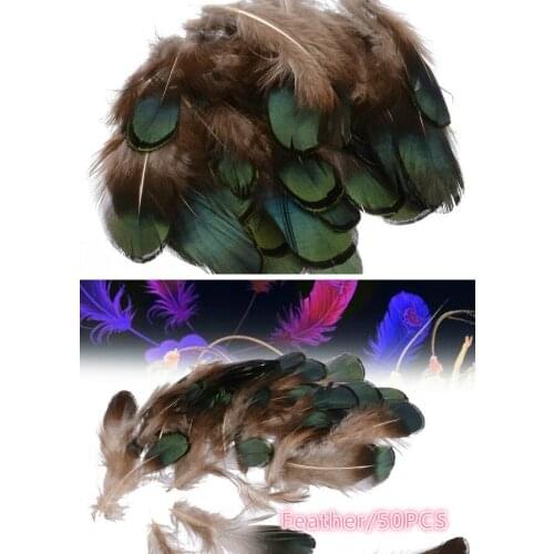 50PCS natural green chicken feathers DIY handmade carnival suit feather crafts about 7cm