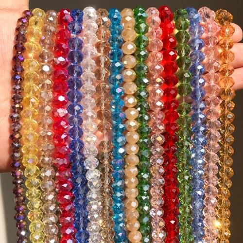 White AB Clear Rondelle Austria Crystal Beads Faceted Spacer Natural Round Beads for Jewelry Making DIY Bracelet 3/4/6/8MM