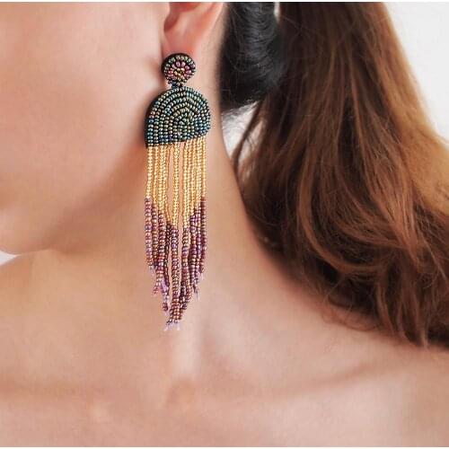 Bohemian Handmade Designer Tassel Earrings For women Fashion Long Beads Dangle Earrings Party Jewerly UKEN