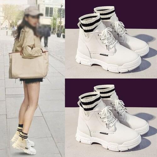 New Woman Ankle Boots Women Sock boots Warm Autumn Leather Platform Lace Up Non Slip Fleece Snow Boots Ladies Women Boots 2021