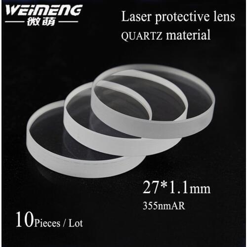Weimeng brand factory supply 10pc/bag 27*1.1mm 355nmAR blue high quality quartz laser protective lens & window lens for optical