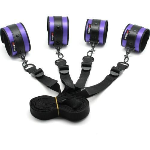 Black satin sex bedroom restraint kit system,under bed restraints for beginners couples sex game,bed restraints,adult products