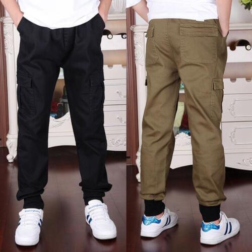 Boy child casual pants spring and autumn child trousers army green 2018 childrens clothing new fashion big boy black trousers