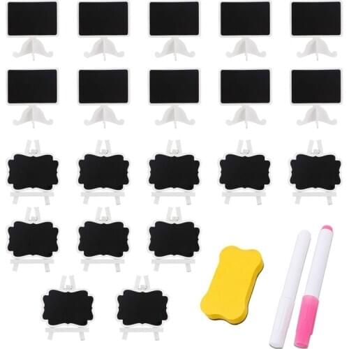 20 Pack Wooden White Framed Chalkboard Labels with Easel Stand Mini Chalkboard Blackboard for Food Cards for Wedding