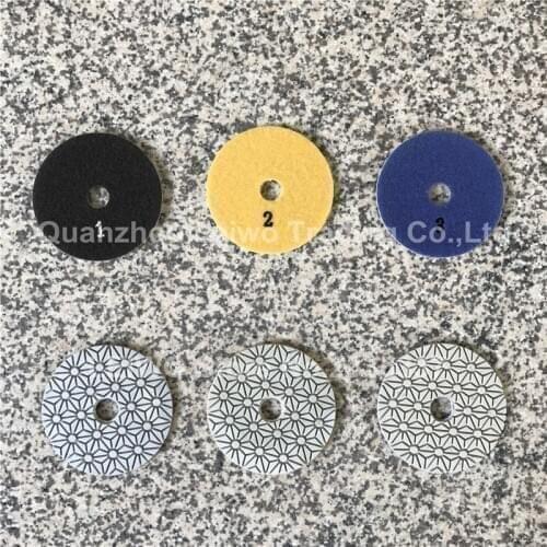 Economical 3 Step Polishing Pad 4 inch (100 mm) Diamond Polishing Pads for Marble Quartz Stone Circle Polishing Wheel Dry or Wet