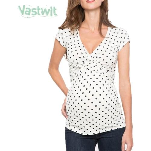 Maternity Tees Nursing Tops Pregnant Women V Neck Breastfeeding Clothes Floral Plus Size Tee Shirt for Pregnancy Blouses T-Shirt